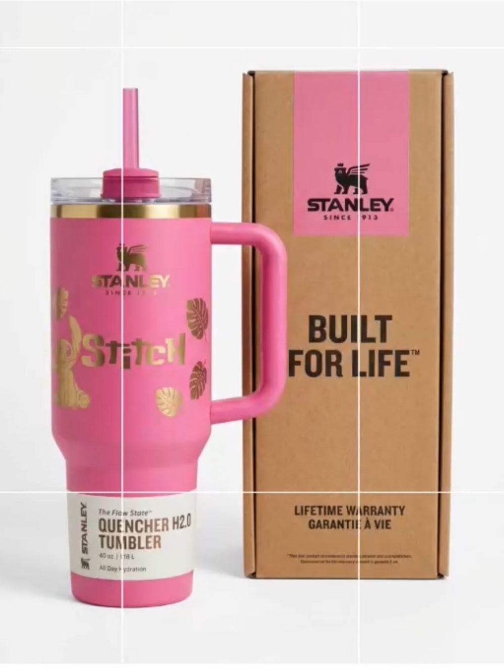 NWT Stanley Disney Stitch 40oz Quencher Pink with Gold Tumbler